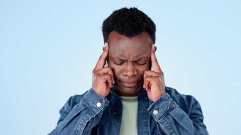black man, headache and stress in anxiety