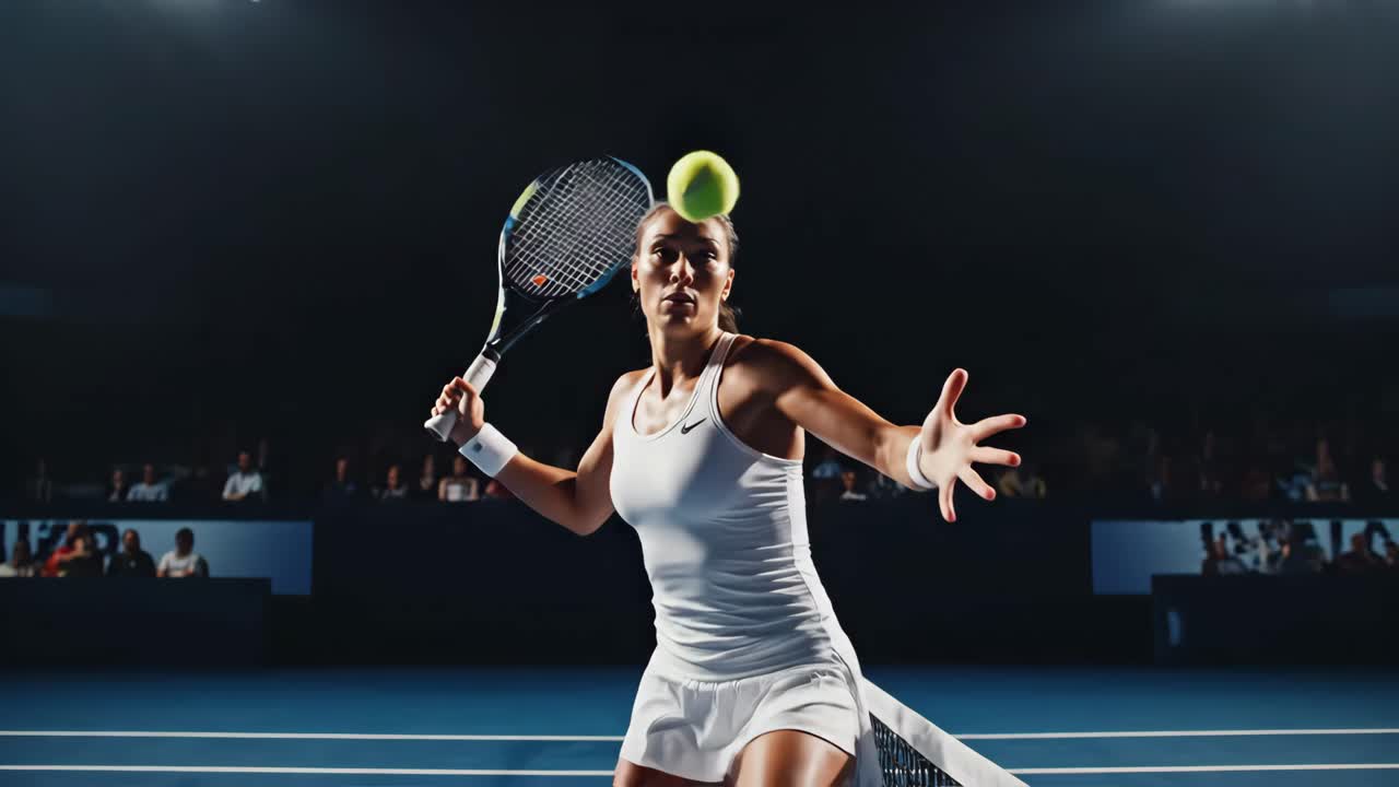 Tennis Player in Action with Explosive Visual Effects