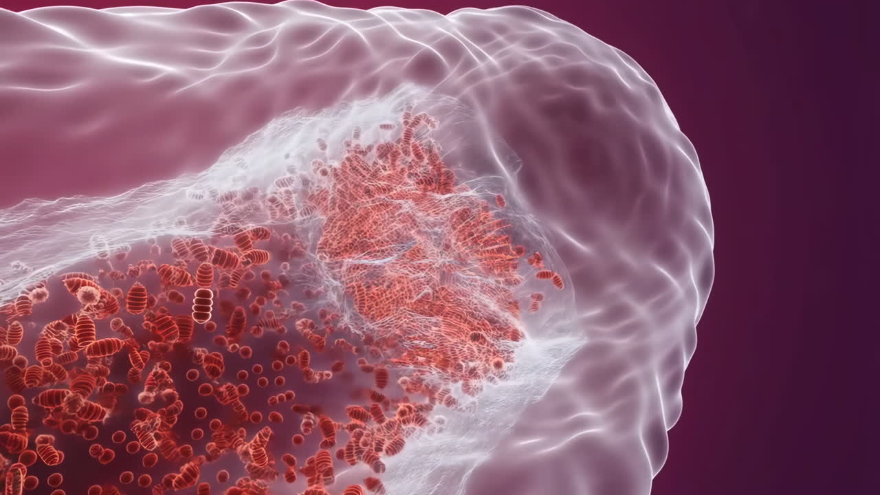 Microscopic View of Cells within a Biological Structure or Blood Vessel