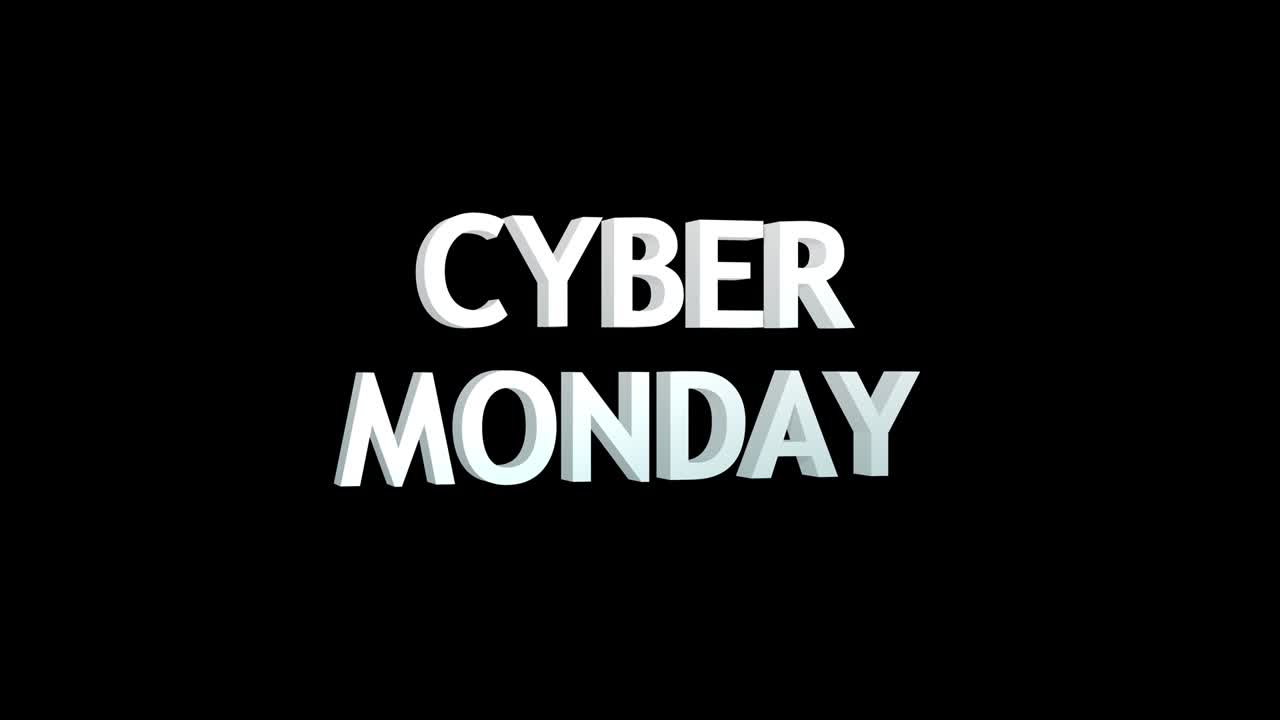 el lunes cibernético animación de texto 3d render ilustración