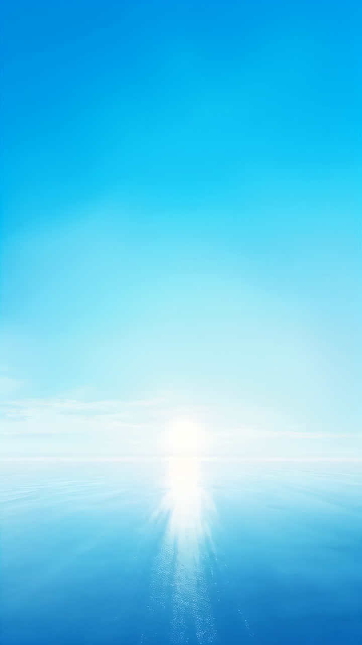 Serene Blue Ocean Horizon with Sunlight Reflection