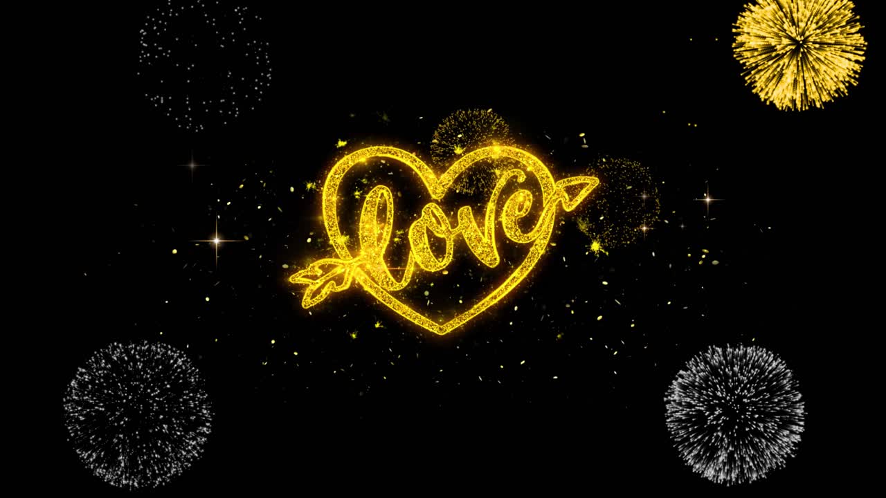 Golden Heart with Fireworks