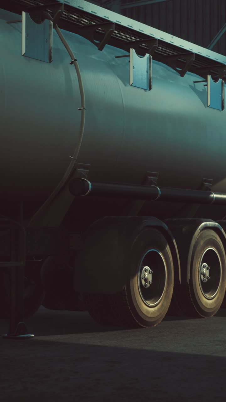 Heavy machinery in a dimly lit warehouse during early morning activities