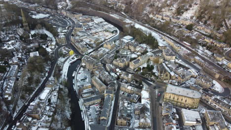 Vogelperspektive-Von-Todmorden-North-West-Yorkshire-Nach-Schneefall,-Drohnenaufnahmen