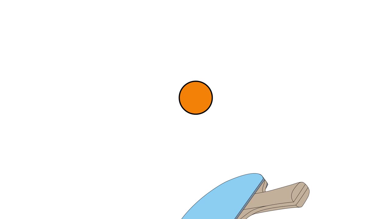 핑 3d 스케치  애니메이션, 핑, 테니스 라켓 및 공 애니메이션, 4k 비디오 일러스트레이션