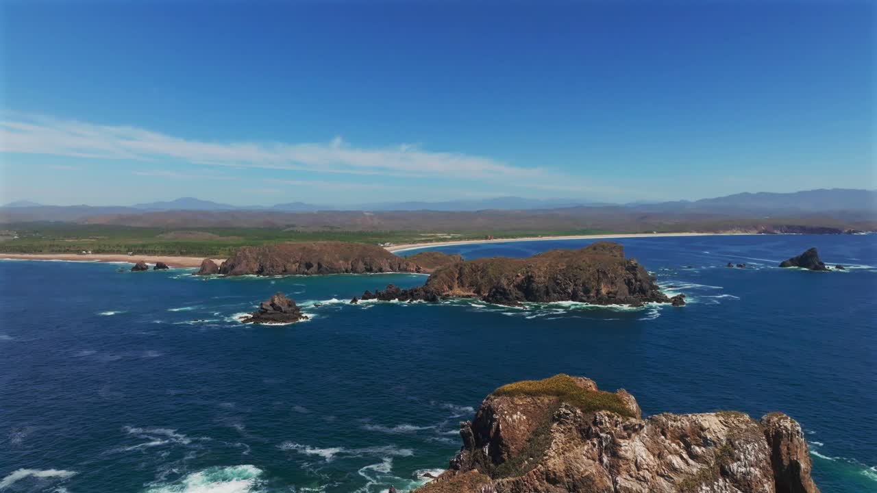 Flying Towards The Isla Tenacatita And Playa La Morita In Tenacatita, Jalisco, Mexico. - aerial shot
