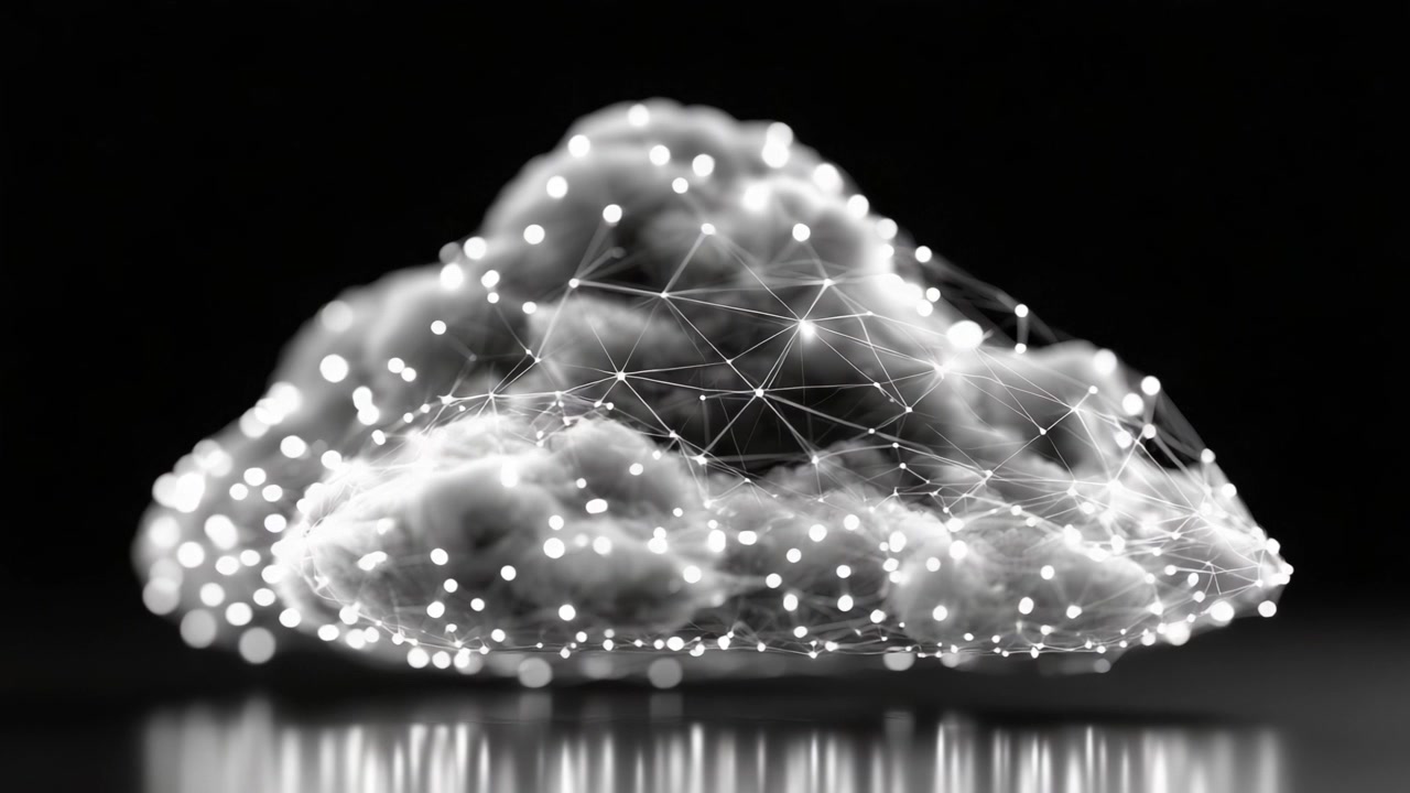Futuristic Concept of a Digital Cloud: An Abstract Visualization of Connectivity, Networks, and Technology Represented by a Cloud-Like Structure