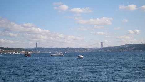 bosphorus strait view with bridge and boats