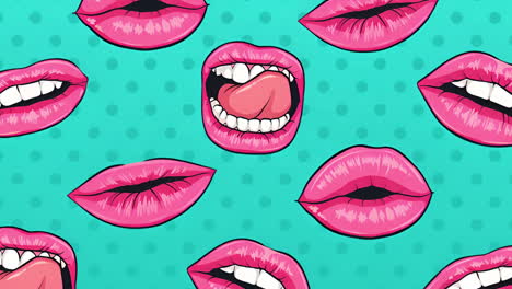vibrant pink lips pop art pattern