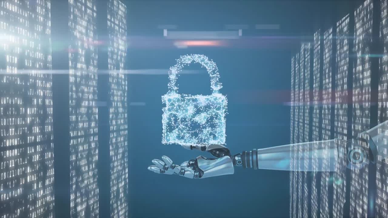 Animation of robot and cloud with computer processors