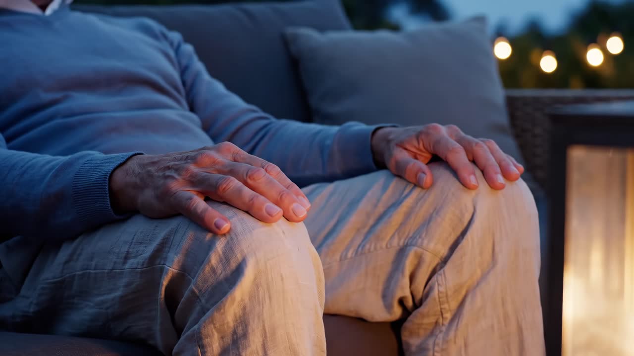 Man relaxing on a couch in the evening