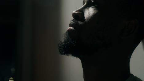 close-up profile view of a man