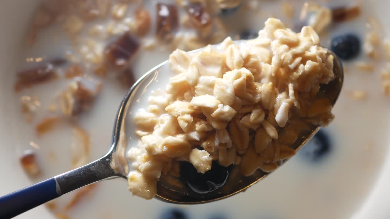 Spoonful of Oatmeal with Blueberries