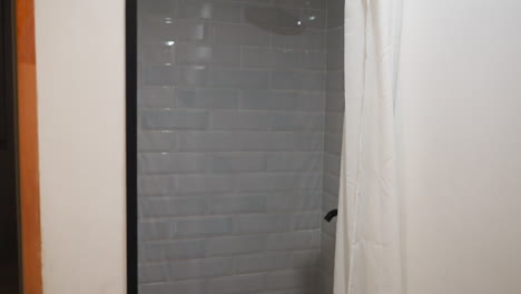 bathroom in glamping hotel for tourists. room equipped with shower for comfortable stay. mix of decorative elements with functionality for modern guests