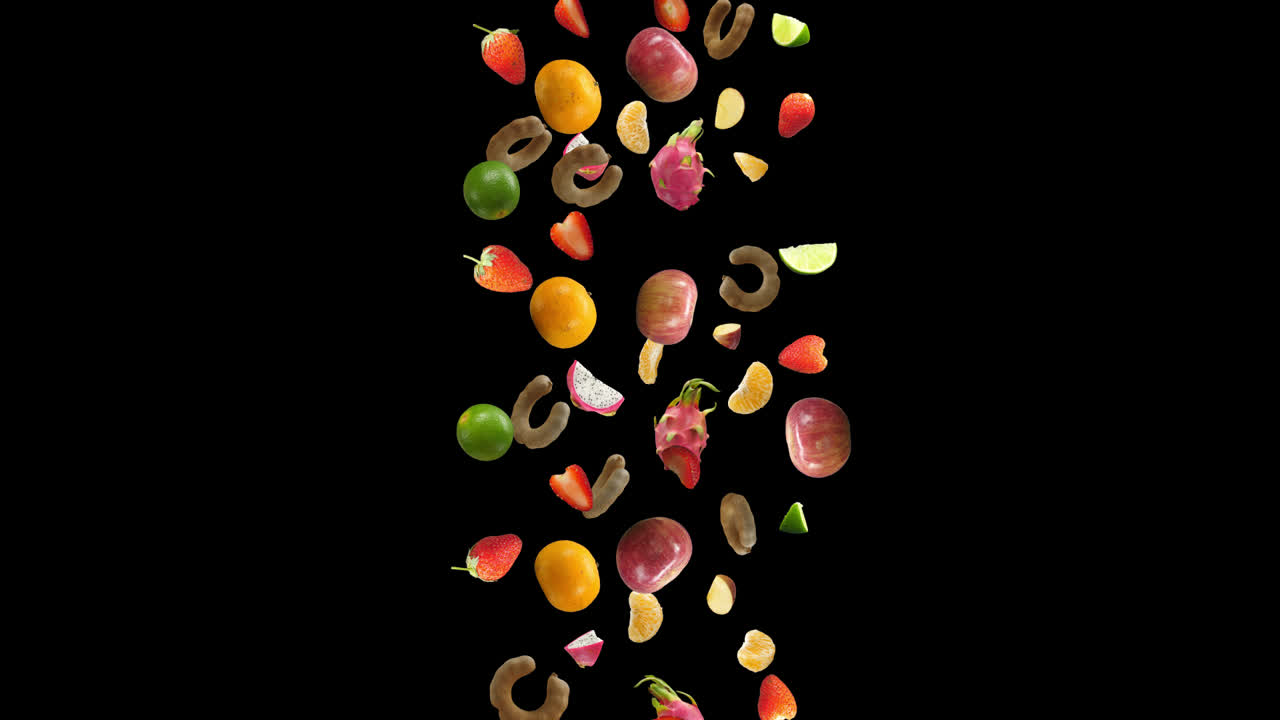 Fruits Falling Down With Alpha Channel