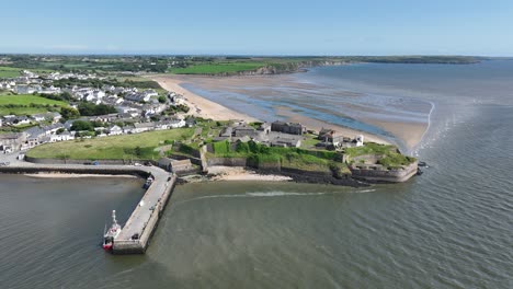 drone circling historic duncannon fort waterford estuary on the hook peninsula co