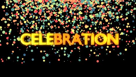 celebration text with particle colorful background