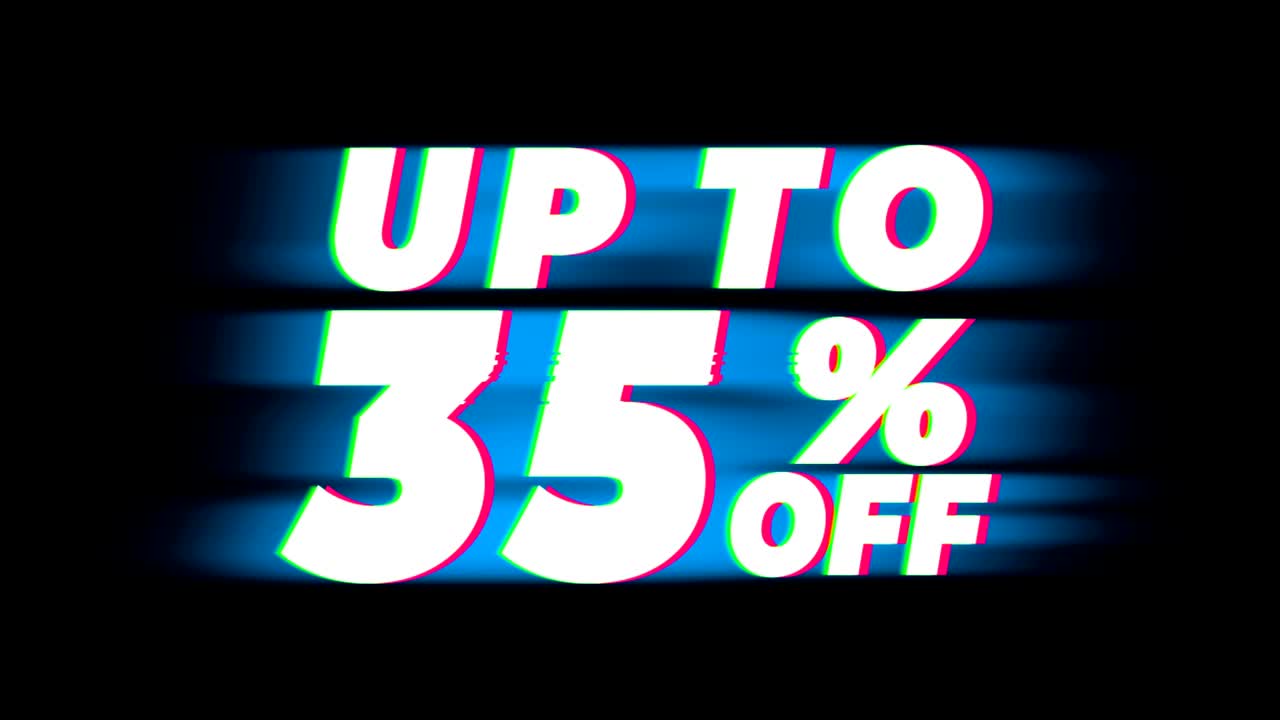 hasta un 35% de descuento en la promoción de efectos de glitch de texto vintage.