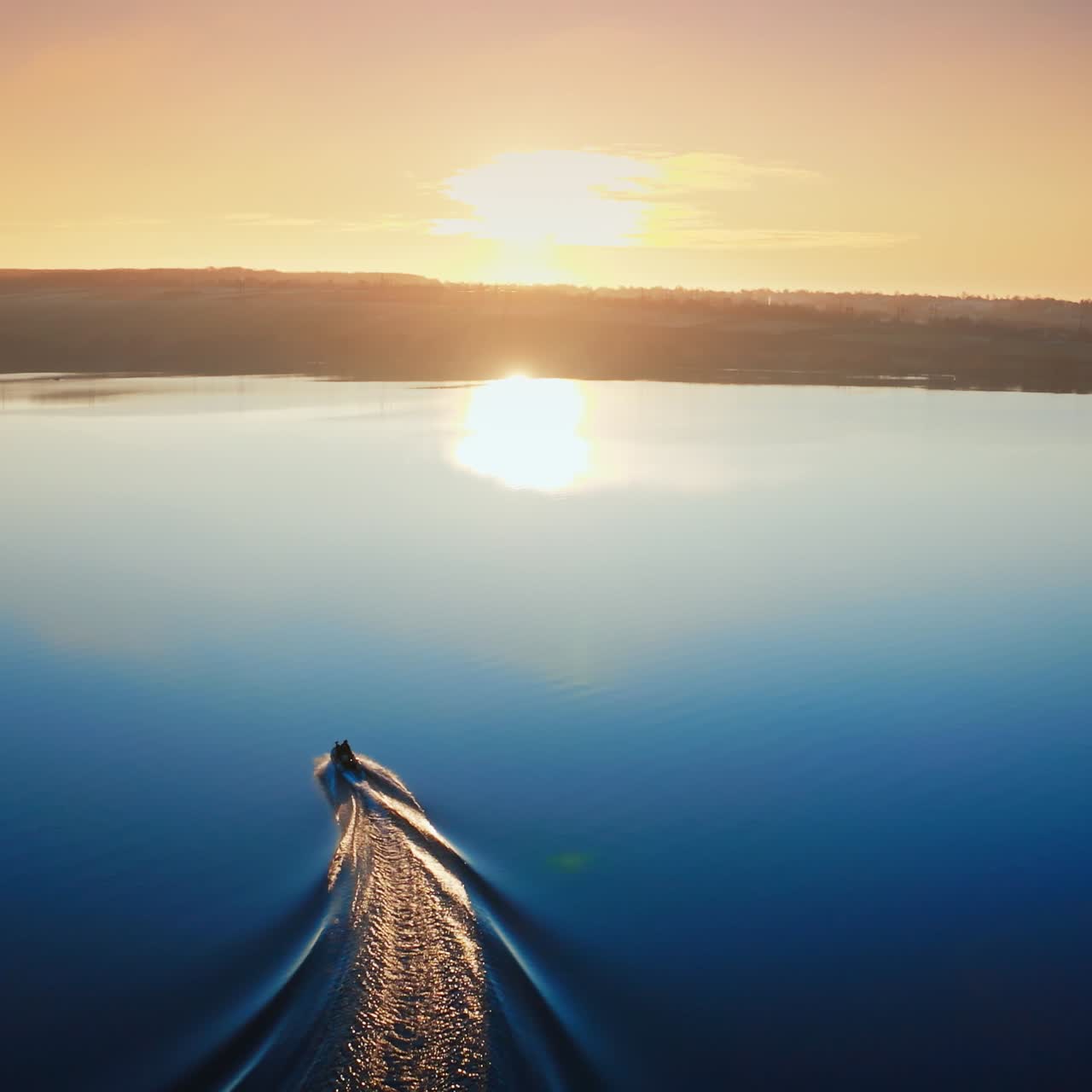 Aerial view of landscape during sunset