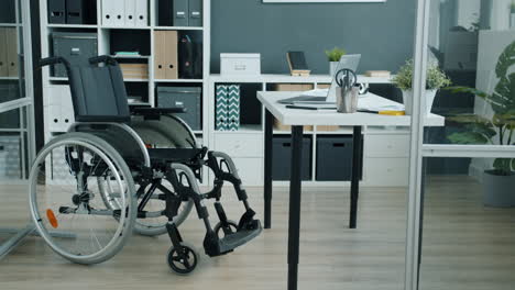wheelchair in a modern office space