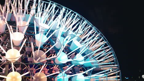 Mid-Shot-of-Colorful-Bright-Glowing-LED-Neon-Tube-Light-Display-in-Circular-Quay-Sydney-Vivid