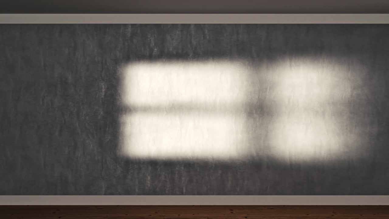 텍스처 된 벽에 창의 그림자를 가진 빈 방