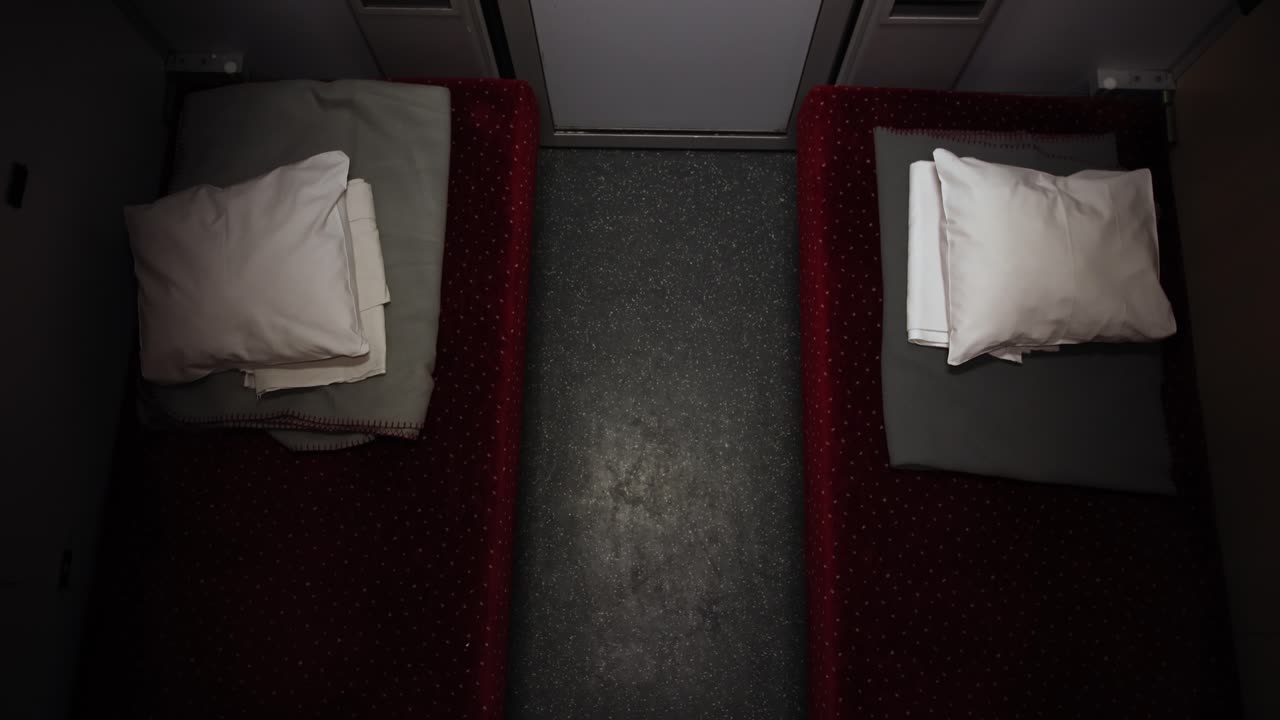 Beds inside a night train, European night jet