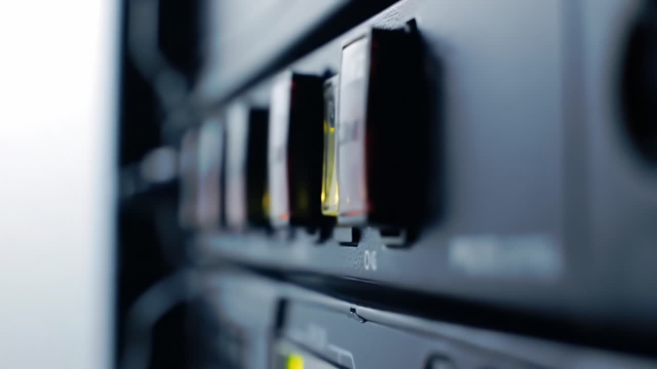 Closeup of Server Rack Switches