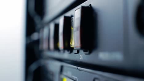 closeup of server rack switches