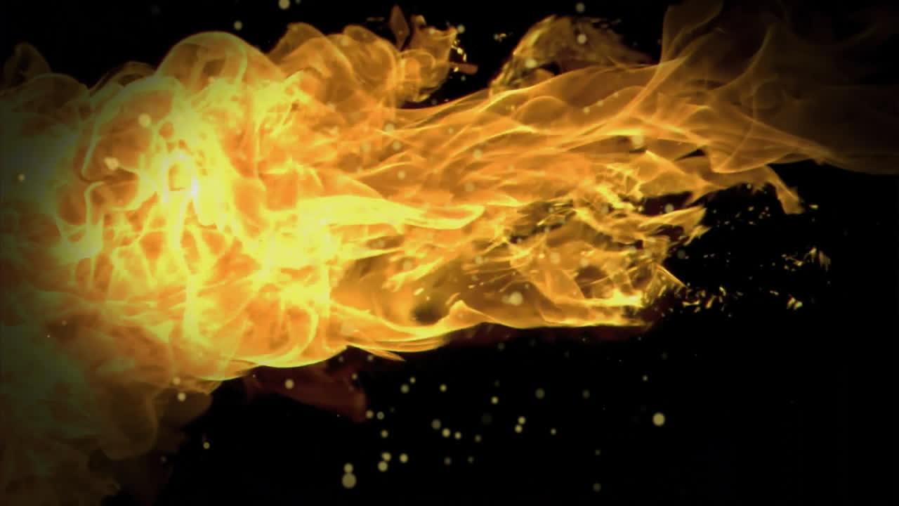animación de manchas de luz sobre una llama sobre un fondo negro