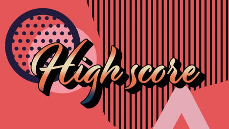 animation of high score text over colorful graphics and shapes