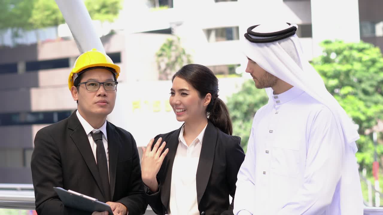 Business man United Arab Emirates and engineer meeting together ...
