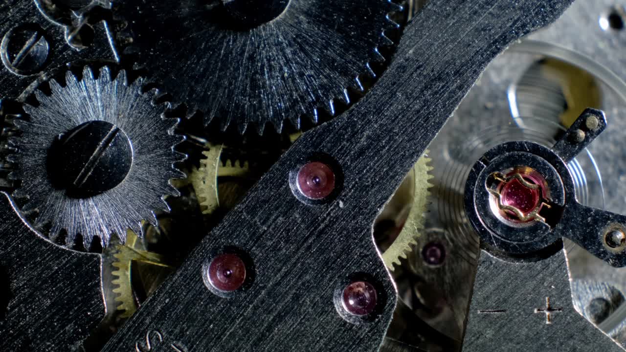 mecanismo de reloj macro. mecanismo de reloj vintage en funcionamiento