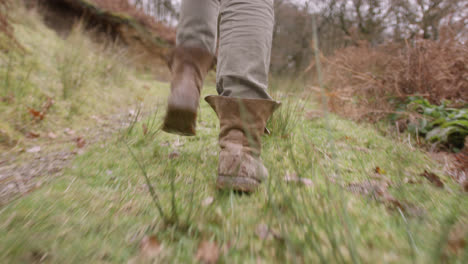 feet walking through natural landscape