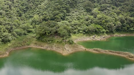 bosque exuberante y agua dulce limpia en el lago danao albay - toma aérea