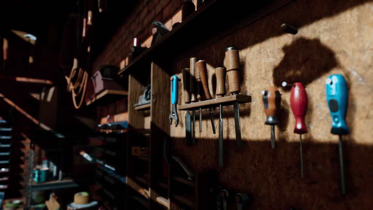 The working desk in wood workshop
