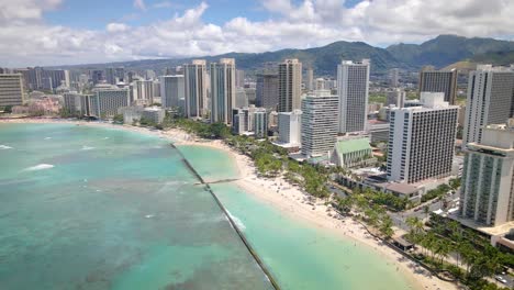 aerial view of waikiki beach in honolulu hawaii from a helicopter