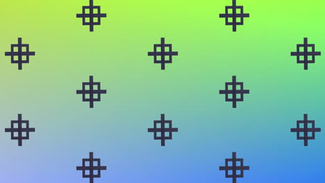animation of black shapes repeated on green background