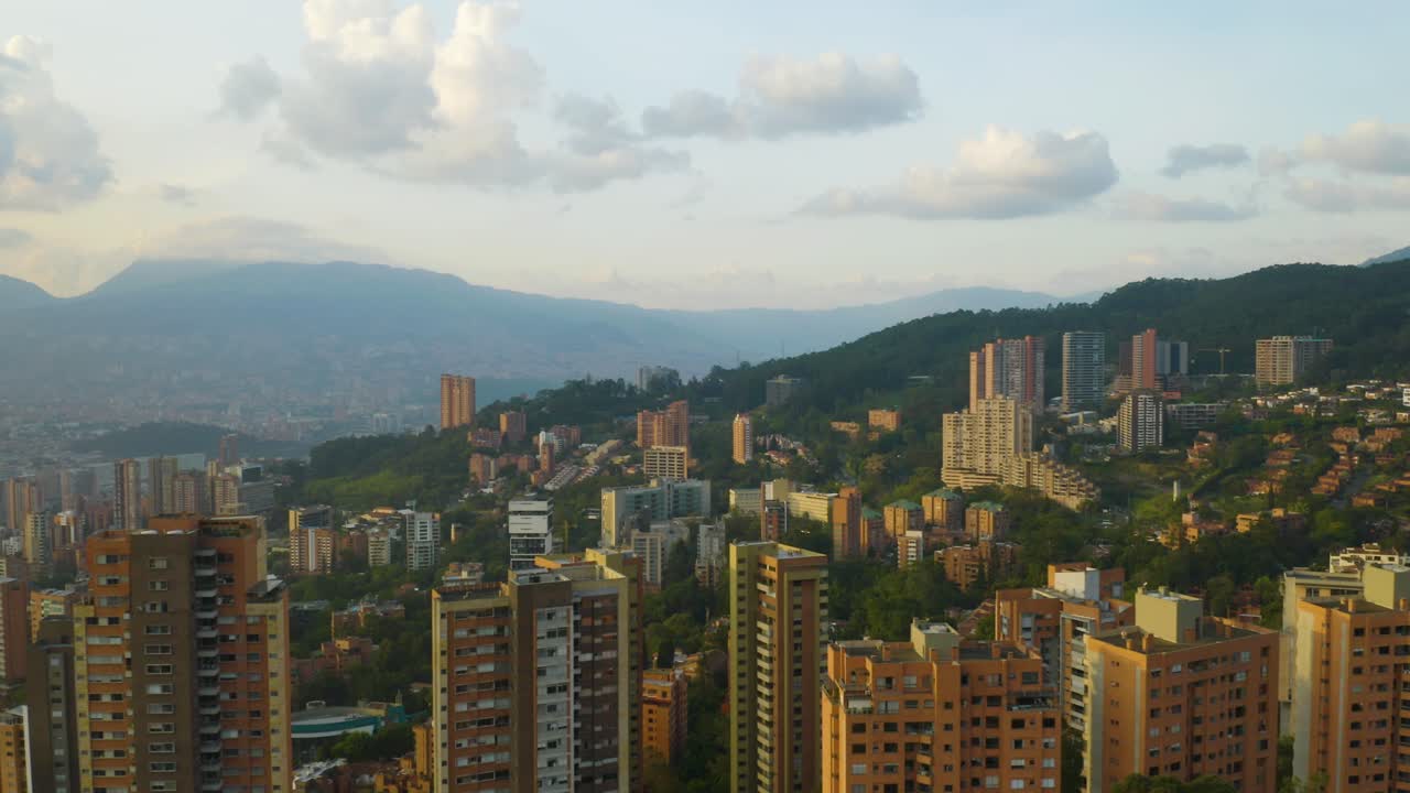Aerial Hyperlapse in El Poblado Neighborhood of Medellin on Clear Day