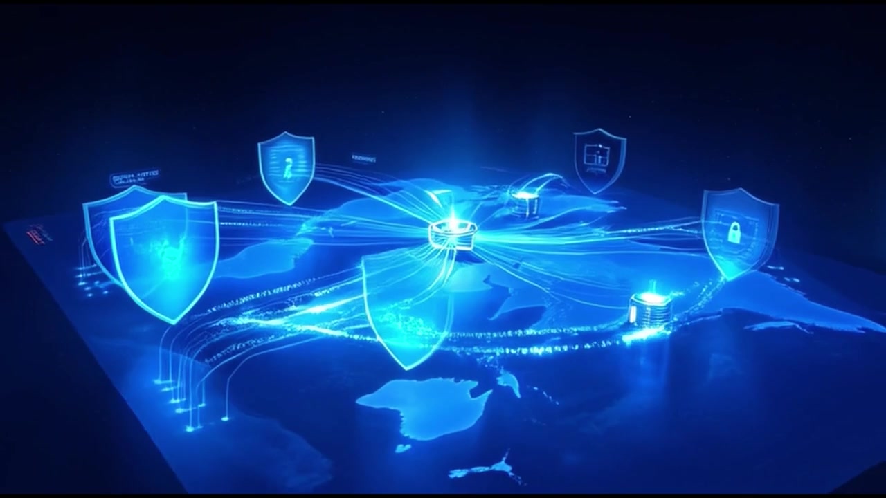 Digital Global Network Security and Data Protection Visualization