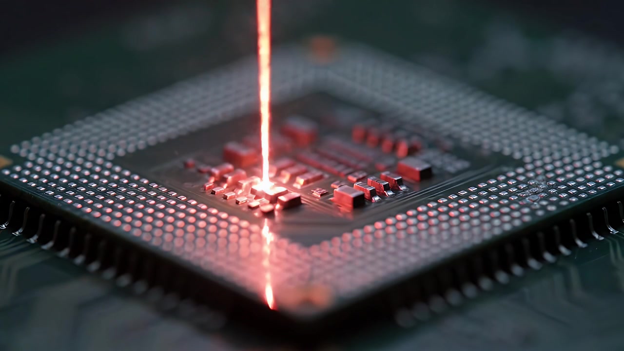 Laser Engraving Process on a Computer Processor Chip