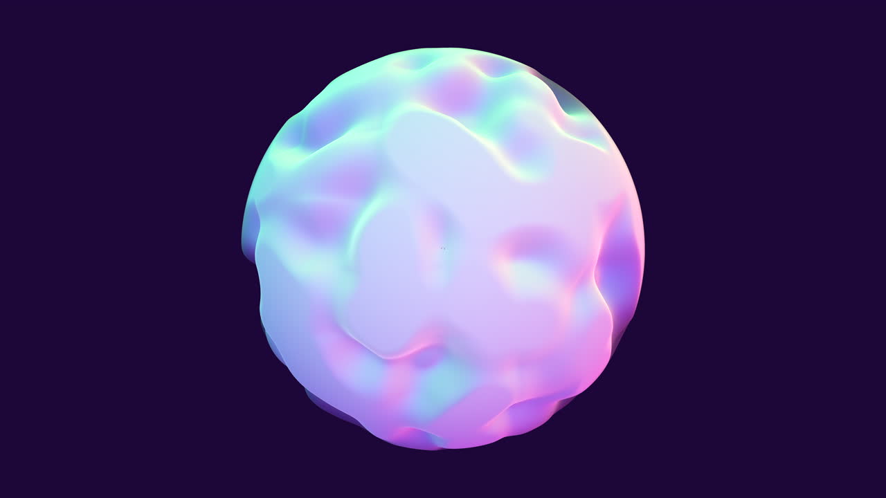 A 3D model featuring a sphere made of vibrant purple, blue, and pink lights, set against a dark backdrop. The colors create an eye-catching and visually striking display