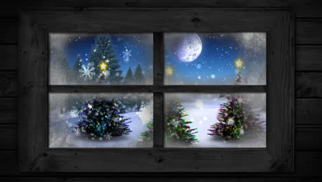 Winterlandschaft-Durch-Fenster-Gesehen