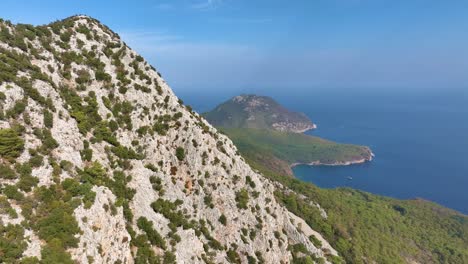 aerial view of rocky mountainous coastline and islands