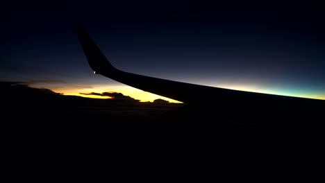 beautiful morning sunrise view from commercial airplane windows