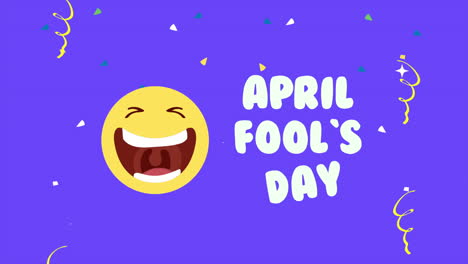 april fools day card with emoji laughing and lettering