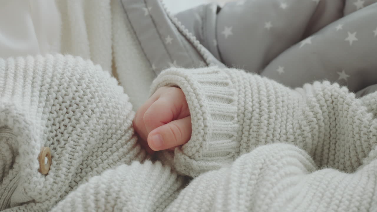 Baby's Hand in Knitted Sweater