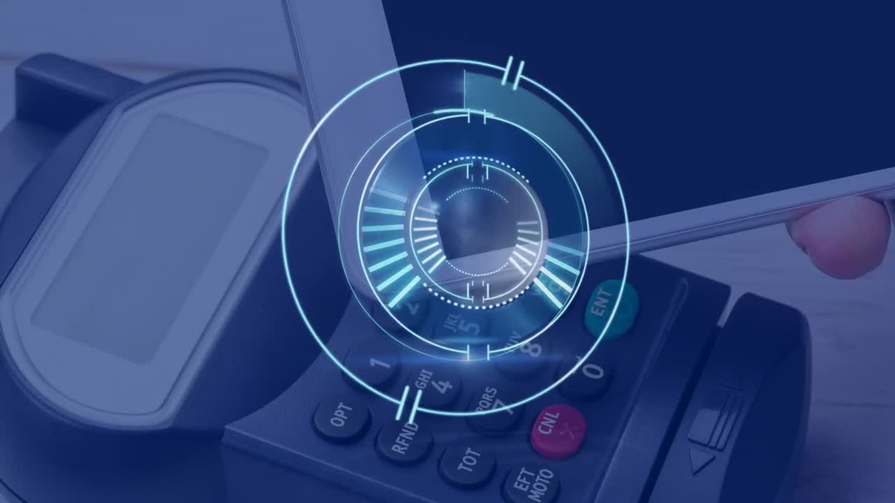 animación del alcance de la exploración a través de teléfonos inteligentes y terminales de pago