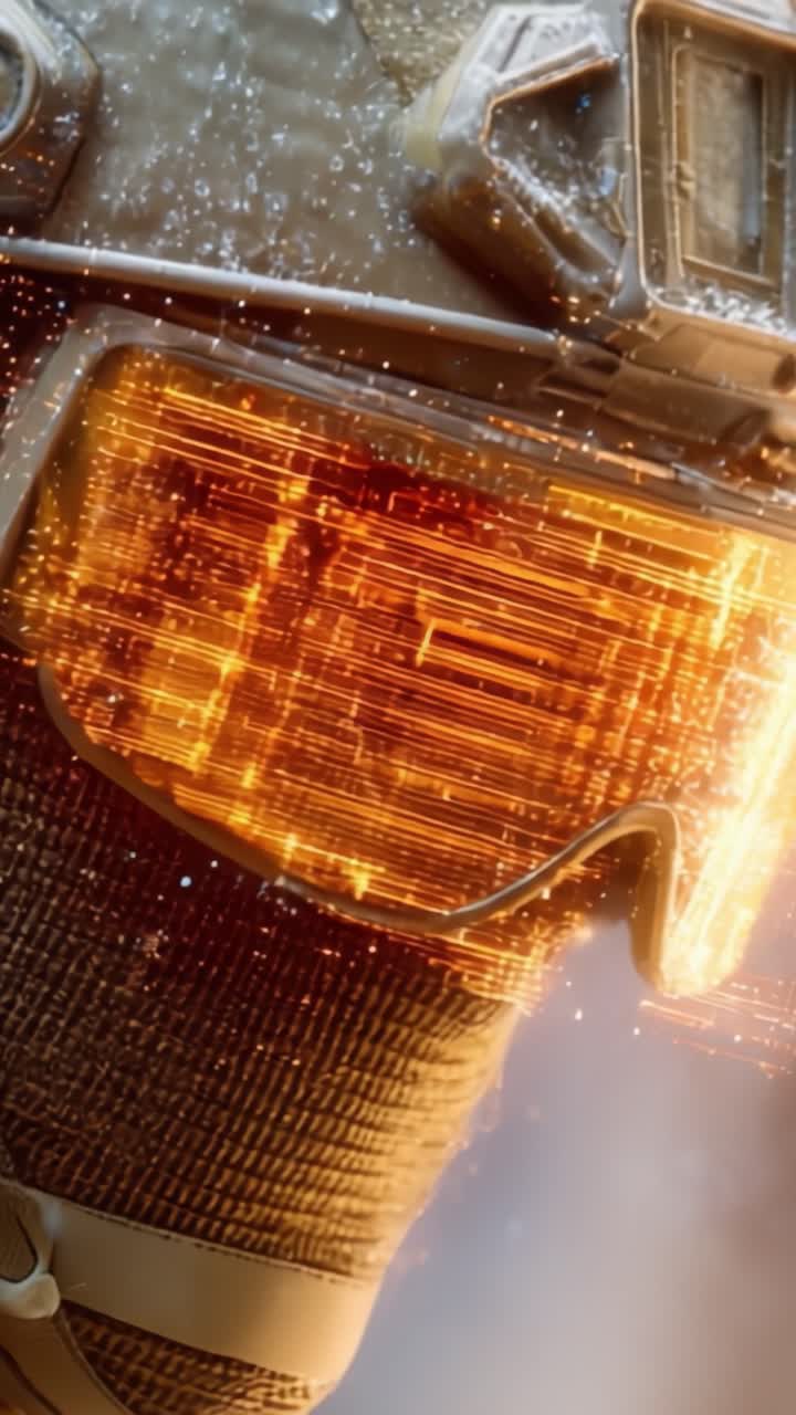 Futuristic goggles with glowing holographic display, showcasing advanced technology and high-tech wearables in an immersive digital environment, emphasizing innovation and design