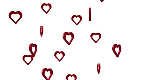 animation of red hearts moving on white background